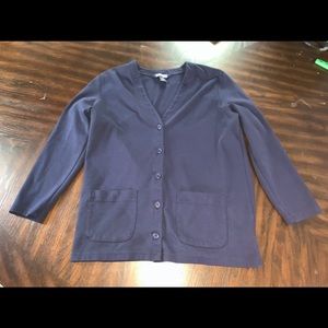 Land's End Navy Blue Cardigan with pockets size Large